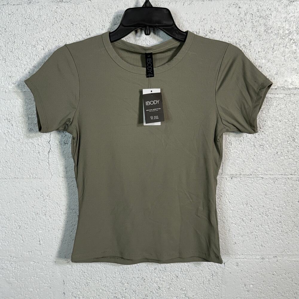 Cotton on Women's Active Rib Gym T-shirt - Dusty Khaki small